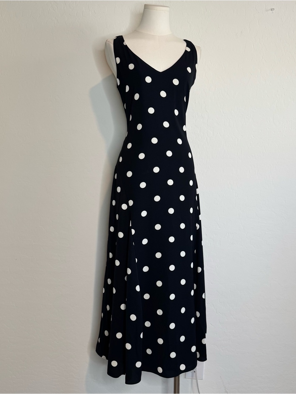 Lauren Ralph Lauren Polka Dot Midi Dress in Black & White Size 4 Like New